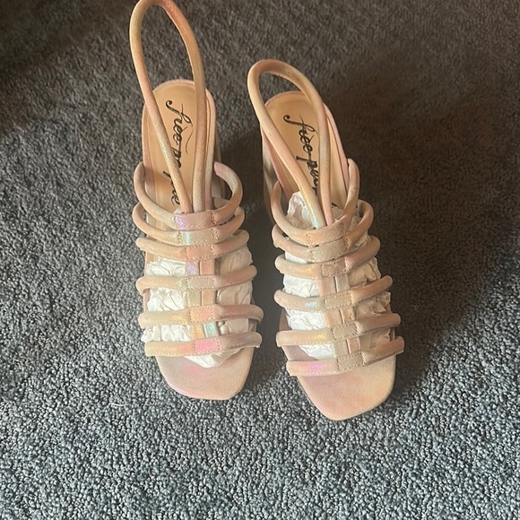 Free People Shoes - Free People Cream Heels with Strappy Design